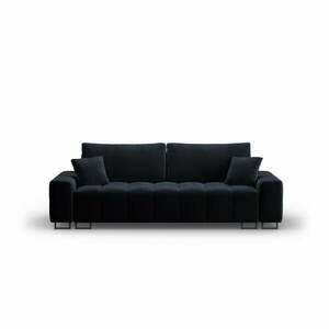 Sötétkék bársony kinyitható tárolóhelyes kanapé 250 cm Wicklow – Cosmopolitan Design kép