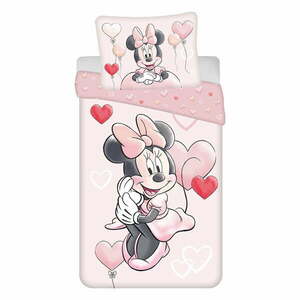 Rózsaszín egyszemélyes pamut gyerek ágyneműhuzat 140x200 cm Minnie "Balloon" – Jerry Fabrics kép
