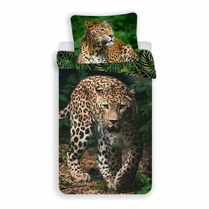 Egyszemélyes pamut gyerek ágyneműhuzat 140x200 cm Leopard "Green" – Jerry Fabrics kép