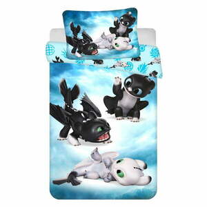 Kék pamut gyerek ágyneműhuzat babaágyhoz 100x135 cm How to Train Your Dragon "Babies" – Jerry Fabrics kép