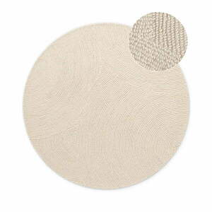 Világos natúr színű kézi szövésű gyapjú kerek szőnyeg ø 120 cm Eleni Natural White – Hanse Home kép