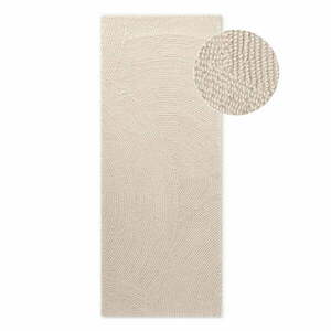 Világos natúr színű kézi szövésű gyapjú futószőnyeg 80x200 cm Eleni Natural White – Hanse Home kép