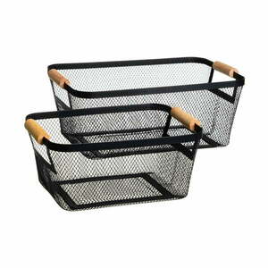Fémhuzalos fém tárolókosár szett 2 db-os 33x21x14 cm – Casa Selección kép