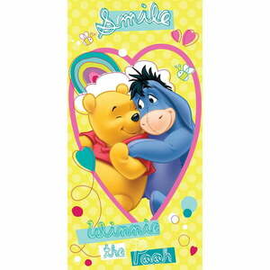 Sárga pamut gyerek fürdőlepedő 70x140 cm Winnie the Pooh "Smile" – Jerry Fabrics kép
