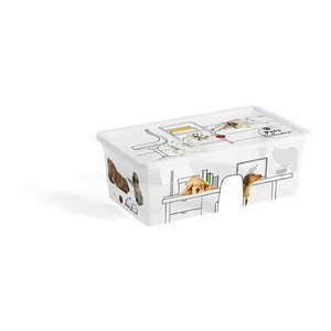 Fehér fedeles műanyag tárolódoboz 34x19x12 cm C Box Style – KIS kép