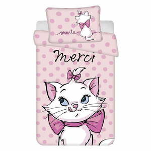 Rózsaszín pamut gyerek ágyneműhuzat babaágyhoz 100x135 cm Marie Cat "Merci" – Jerry Fabrics kép