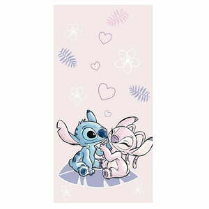 Rózsaszín pamut gyerek fürdőlepedő 70x140 cm Lilo and Stitch "Pink" – Jerry Fabrics kép
