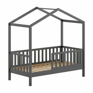 Antracitszürke házikó alakú borovi fenyő gyerekágy ágyráccsal 70x140 cm DALLAS – Vipack kép