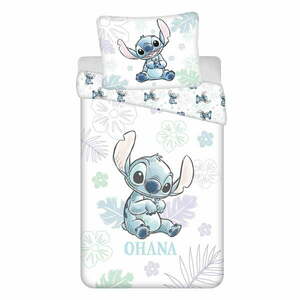 Fehér egyszemélyes pamut gyerek ágyneműhuzat 140x200 cm Lilo and Stitch "Ohana White" – Jerry Fabrics kép