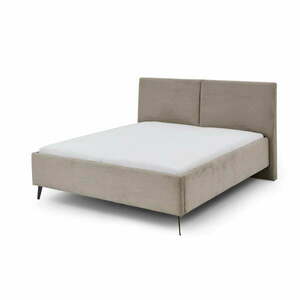 Szürkésbarna kárpitozott ágyneműtartós franciaágy ágyráccsal 180x200 cm Lando – Meise Möbel kép