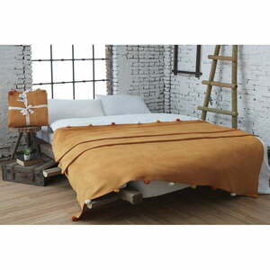 Mustársárga fleece ágytakaró 150x200 cm Pom Pom – Mijolnir kép