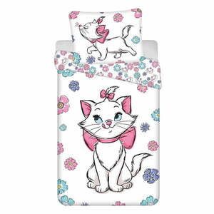 Fehér egyszemélyes pamut gyerek ágyneműhuzat 140x200 cm Marie Cat "Floral" – Jerry Fabrics kép