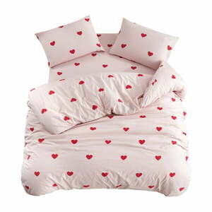 Rózsaszín háromrészes egyszemélyes hosszabbított ágyneműhuzat lepedővel 160x220 cm Red Heart – Mila Home kép