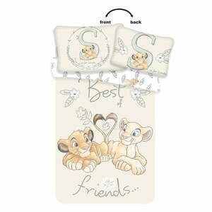 Világossárga pamut gyerek ágyneműhuzat babaágyhoz 100x135 cm Lion King "Best Friends" – Jerry Fabrics kép