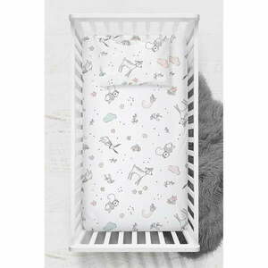 Fehér renforcé pamut gyerek lepedő babaágyhoz 100x150 cm Flowers – Mijolnir kép