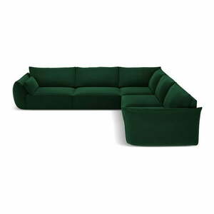 Sötétzöld bársony sarokkanapé Vanda – Mazzini Sofas kép