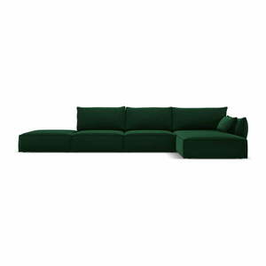 Sötétzöld bársony sarokkanapé (jobb oldali-heverő résszel) Vanda – Mazzini Sofas kép