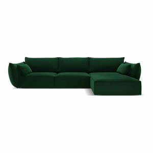 Sötétzöld bársony sarokkanapé (jobb oldali-heverő résszel) Vanda – Mazzini Sofas kép