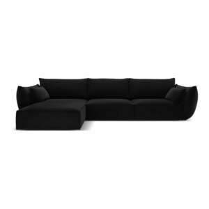 Fekete bársony sarokkanapé (bal oldali-heverő résszel) Vanda – Mazzini Sofas kép
