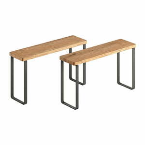 Matt fekete-natúr színű fa kiegészítő polc készlet 2 db-os 27x8 cm York – Metaltex kép