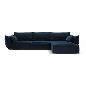 Sötétkék bársony sarokkanapé (jobb oldali-heverő résszel) Vanda – Mazzini Sofas kép