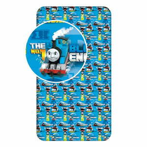 Kék gumis pamut gyerek lepedő 90x200 cm Thomas the Tank Engine – Jerry Fabrics kép