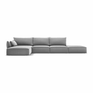 Világosszürke bársony sarokkanapé (bal oldali-heverő résszel) Vanda – Mazzini Sofas kép