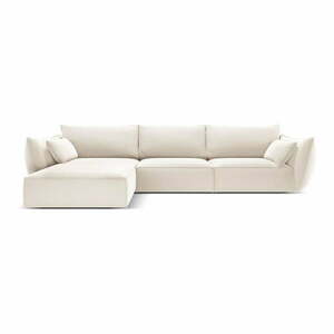 Bézs bársony sarokkanapé (bal oldali-heverő résszel) Vanda – Mazzini Sofas kép