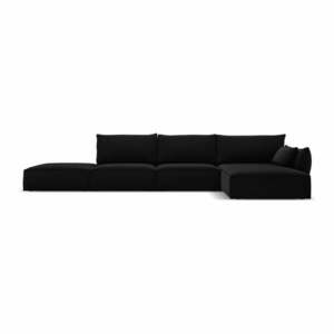 Fekete bársony sarokkanapé (jobb oldali-heverő résszel) Vanda – Mazzini Sofas kép