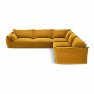 Mustársárga bársony sarokkanapé Vanda – Mazzini Sofas kép