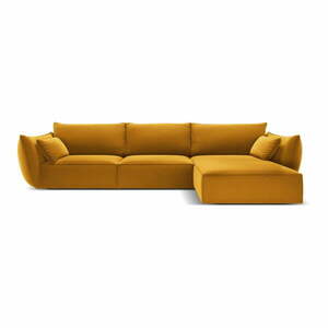 Mustársárga bársony sarokkanapé (jobb oldali-heverő résszel) Vanda – Mazzini Sofas kép