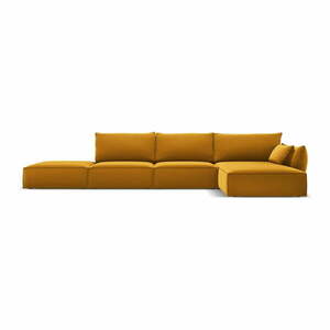 Mustársárga bársony sarokkanapé (jobb oldali-heverő résszel) Vanda – Mazzini Sofas kép