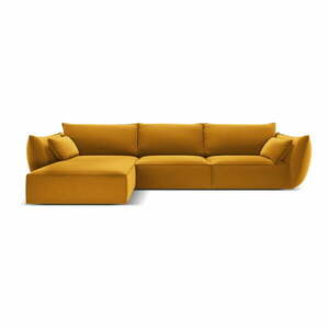 Mustársárga bársony sarokkanapé (bal oldali-heverő résszel) Vanda – Mazzini Sofas kép