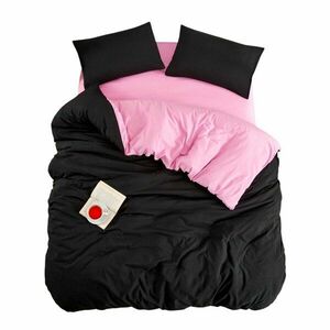 Fekete-rózsaszín négyrészes kétszemélyes hosszabbított ágyneműhuzat lepedővel 200x220 cm Classic – Mila Home kép