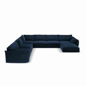 Sötétkék bársony sarokkanapé (bal oldali-U alakú) Vanda – Mazzini Sofas kép
