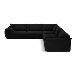 Fekete bársony sarokkanapé Vanda – Mazzini Sofas kép