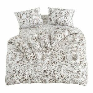 Fehér-barna négyrészes kétszemélyes hosszabbított ágyneműhuzat lepedővel 200x220 cm Floral – Mila Home kép