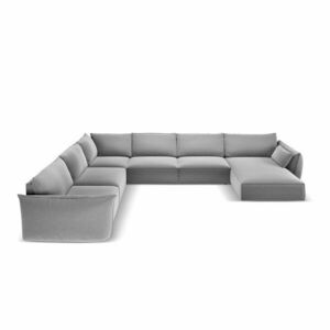 Világosszürke bársony sarokkanapé (bal oldali-U alakú) Vanda – Mazzini Sofas kép