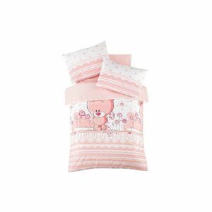 Rózsaszín négyrészes renforcé pamut gyerek ágyneműhuzat babaágyhoz lepedővel 100x150 cm Pinky – Mijolnir kép