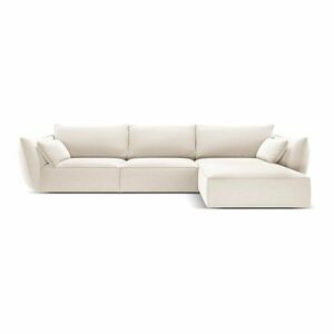 Bézs bársony sarokkanapé (jobb oldali-heverő résszel) Vanda – Mazzini Sofas kép