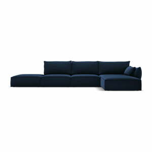 Sötétkék bársony sarokkanapé (jobb oldali-heverő résszel) Vanda – Mazzini Sofas kép