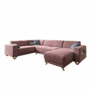 Rózsaszín kinyitható-tárolóhelyes sarokkanapé (bal oldali-U alakú) Classy Sophie – Miuform kép