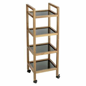 Fekete-natúr színű akácfa fürdőszobai polcos állvány 35x101, 5 cm Fondi – Wenko kép