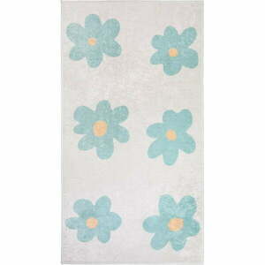 Mentazöld-elefántcsont színű mosható gyerek szőnyeg 60x100 cm Cute Flowers Green – Vitaus kép