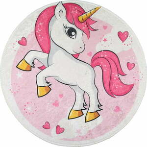 Rózsaszín mosható gyerek szőnyeg ø100 cm Pink Unicorn – Vitaus kép
