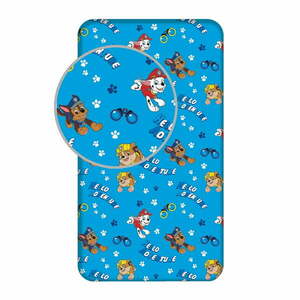 Kék gumis egyszemélyes pamut gyerek lepedő 90x200 cm Paw Patrol – Jerry Fabrics kép