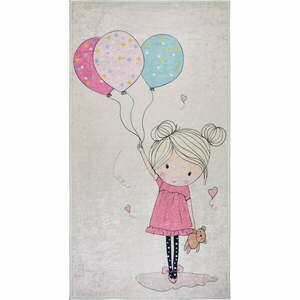 Rózsaszín-elefántcsont színű mosható gyerek szőnyeg 100x160 cm Girl & Baloons – Vitaus kép