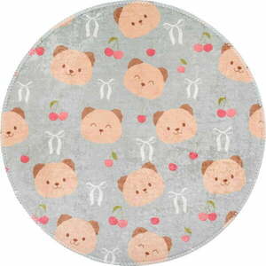 Szürke-barna mosható gyerek szőnyeg ø100 cm Cute Teddies – Vitaus kép