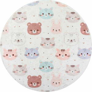 Elefántcsont színű mosható gyerek szőnyeg ø120 cm Cute Animals – Vitaus kép