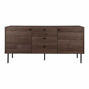 Sötétbarna alacsony komód tölgyfa dekorral 150x74 cm Kyoto – House Nordic kép